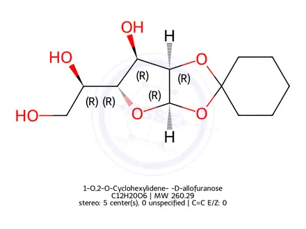 Chemical structure of 1-O,2-O-Cyclohexylidene-α-D-allofuranose