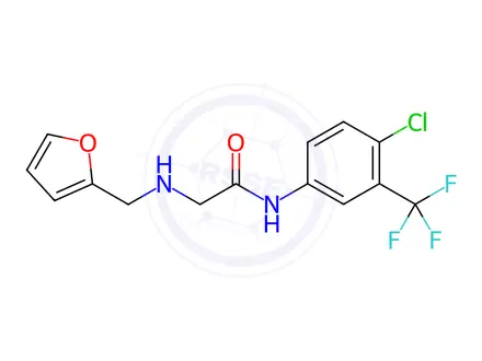 Chemical structure of Acetamide, N-[4-chloro-3-(trifluoromethyl)phenyl]-2-[(2-furanylmethyl)amino]-