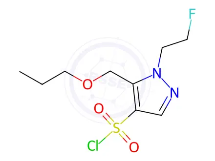 Chemical structure of 1-(2-fluoroethyl)-5-(propoxymethyl)-1H-pyrazole-4-sulfonyl chloride