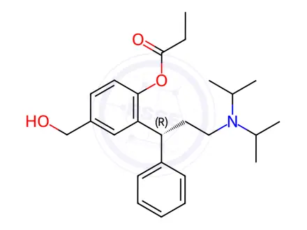 Chemical structure of Benzenemethanol, 3-[(1R)-3-[bis(1-methylethyl)amino]-1-phenylpropyl]-4-(1-oxopropoxy)-