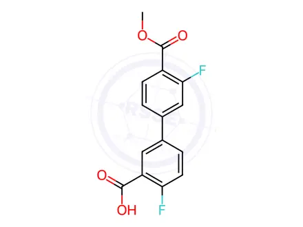 Chemical structure of 2-Fluoro-5-(3-fluoro-4-methoxycarbonylphenyl)benzoic acid