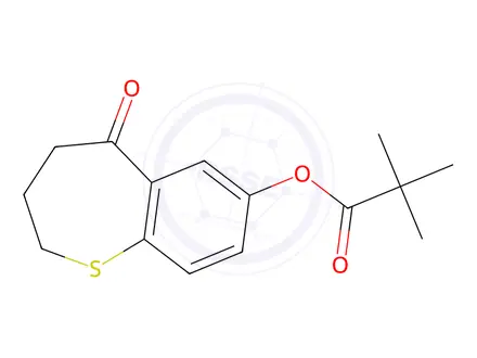 Chemical structure of 5-oxo-2,3,4,5-tetrahydrobenzo[b]thiepin-7-yl pivalate