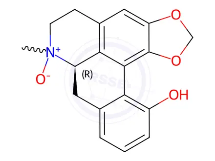 Chemical structure of (7R)-6,7,7aβ,8-Tetrahydro-7-methyl-5H-benzo[g]-1,3-benzodioxolo[6,5,4-de]quinolin-12-ol 7-oxide