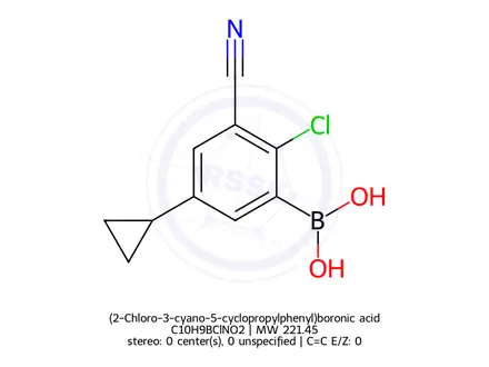 Chemical structure of (2-Chloro-3-cyano-5-cyclopropylphenyl)boronic acid