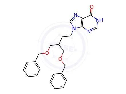 Chemical structure of 9-[4-(Benzyloxy)-3-[(benzyloxy)methyl]butyl]-1H-purin-6(9H)-one