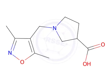 Chemical structure of 1-[(3,5-dimethyl-1,2-oxazol-4-yl)methyl]pyrrolidine-3-carboxylic acid