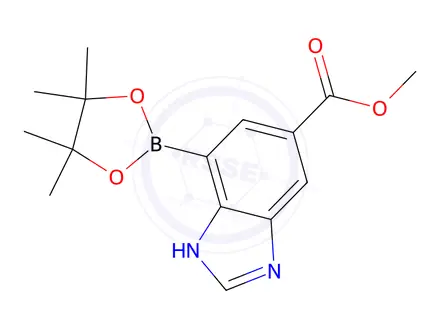 Chemical structure of methyl 4-(4,4,5,5-tetramethyl-1,3,2-dioxaborolan-2-yl)-1H-benzo[d]imidazole-6-carboxylate