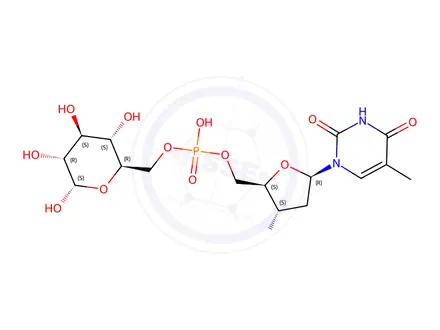 Chemical structure of 6-glucopyranosyl 3'-azido-3'-deoxy-5'-thymidinyl phosphate