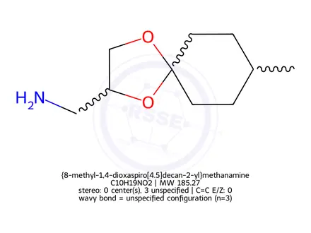 Chemical structure of {8-methyl-1,4-dioxaspiro[4.5]decan-2-yl}methanamine