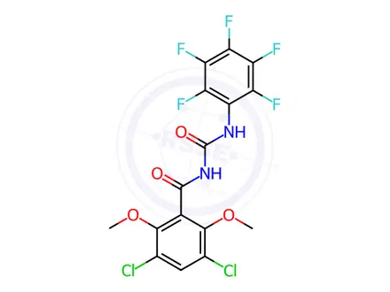 Chemical structure of N-(3,5-dichloro-2,6-dimethoxybenzoyl)-N'-(2,3,4,5,6-pentafluorophenyl)urea
