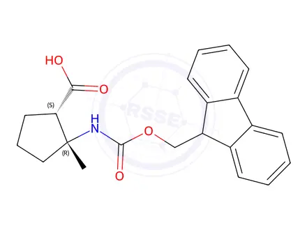 Chemical structure of (1S,2R)-2-((((9H-Fluoren-9-yl)methoxy)carbonyl)amino)-2-methylcyclopentane-1-carboxylic acid