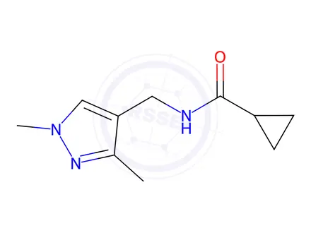 Chemical structure of N-((1,3-dimethyl-1H-pyrazol-4-yl)methyl)cyclopropanecarboxamide