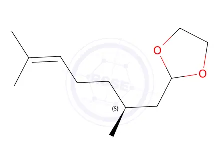 Chemical structure of (-)-2-[(S)-2,6-Dimethyl-5-heptenyl]-1,3-dioxolane