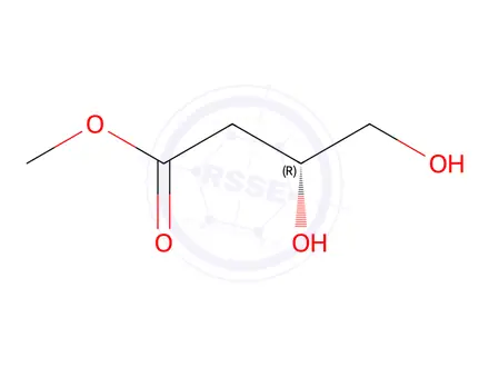 Chemical structure of Butanoic acid, 3,4-dihydroxy-, methyl ester, (3R)-