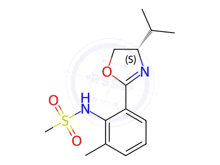 Chemical structure of N-[2-[(4S)-4,5-Dihydro-4-(1-methylethyl)-2-oxazolyl]-6-methylphenyl]methanesulfonamide