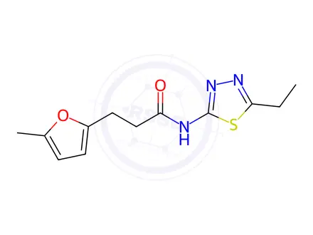 Chemical structure of N-(5-Ethyl-1,3,4-thiadiazol-2-yl)-3-(5-methylfuran-2-yl)propanamide