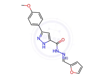 Chemical structure of (E)-N-(furan-2-ylmethylene)-3-(4-methoxyphenyl)-1H-pyrazole-5-carbohydrazide