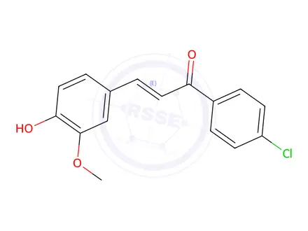 Chemical structure of (E)-1-(4-Chlorophenyl)-3-(4-hydroxy-3-methoxyphenyl)prop-2-en-1-one