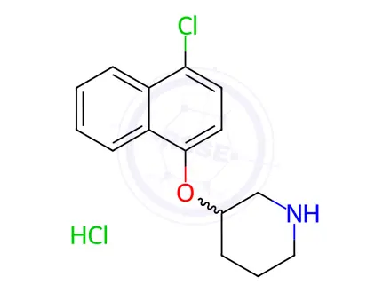Chemical structure of 3-[(4-Chloro-1-naphthyl)oxy]piperidine hydrochloride
