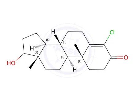 Chemical structure of (8R,9S,10R,13S,14S)-4-chloro-17-hydroxy-10,13-dimethyl-1,2,6,7,8,9,10,11,12,13,14,15,16,17-tetradecahydro-3H-cyclopenta[a]phenanthren-3-one
