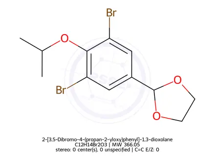Chemical structure of 2-[3,5-Dibromo-4-(propan-2-yloxy)phenyl]-1,3-dioxolane