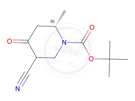Chemical structure of tert-Butyl (2S)-5-cyano-2-methyl-4-oxopiperidine-1-carboxylate