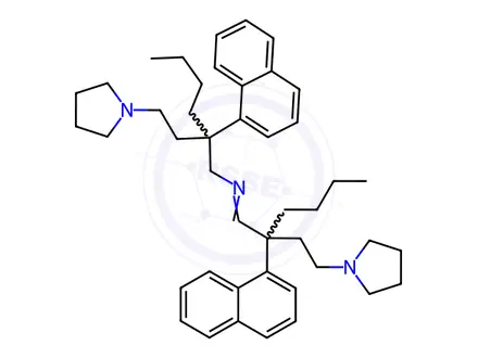 Chemical structure of β-Butyl-N-[2-butyl-2-(1-naphthalenyl)-4-(1-pyrrolidinyl)butylidene]-β-(1-naphthalenyl)-1-pyrrolidinebutan-1-amine