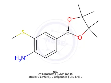 Chemical structure of 2-(Methylthio)-4-(4,4,5,5-tetramethyl-1,3,2-dioxaborolan-2-yl)aniline