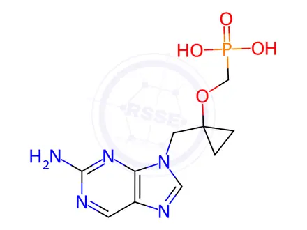 Chemical structure of PHOSPHONIC ACID, [[[1-[(2-AMINO-9H-PURIN-9-YL)METHYL]CYCLOPROPYL]OXY]METHYL]-(9CI)