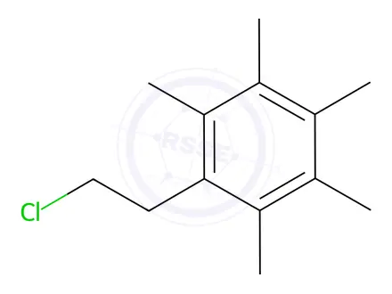 Chemical structure of 1-(2-chloroethyl)-2,3,4,5,6-pentamethylbenzene