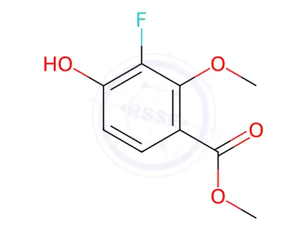 Chemical structure of Benzoic acid, 3-fluoro-4-hydroxy-2-methoxy-, methyl ester