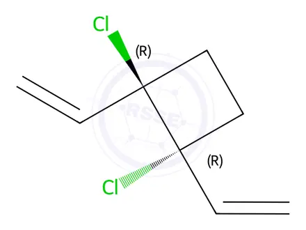 Chemical structure of Cyclobutane, 1,2-dichloro-1,2-divinyl-, trans-