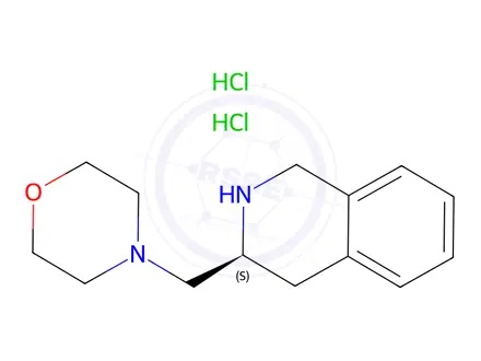 Chemical structure of Isoquinoline, 1,2,3,4-tetrahydro-3-(4-morpholinylmethyl)-, hydrochloride (1:2), (3S)-