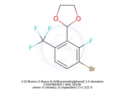 Chemical structure of 2-[3-Bromo-2-fluoro-6-(trifluoromethyl)phenyl]-1,3-dioxolane