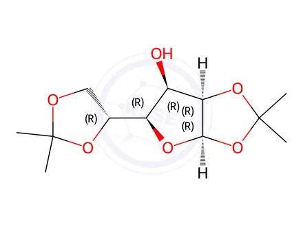 Chemical structure of 1,2:5,6-Di-O-isopropylidene-α-D-gulofuranose