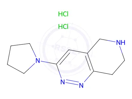 Chemical structure of 1-{5H,6H,7H,8H-pyrido[4,3-c]pyridazin-3-yl}pyrrolidine dihydrochloride