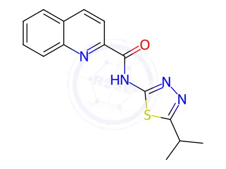 Chemical structure of N-(5-Isopropyl-1,3,4-thiadiazol-2-yl)quinoline-2-carboxamide