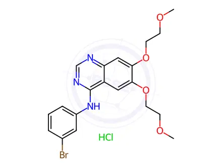 Chemical structure of N-(3-Bromophenyl)-6,7-bis(2-methoxyethoxy)quinazolin-4-amine Hydrochloride