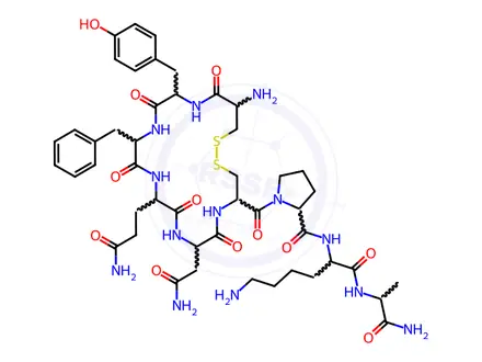 Chemical structure of vasopressin, 9-Ala-NH(2)-Lys-