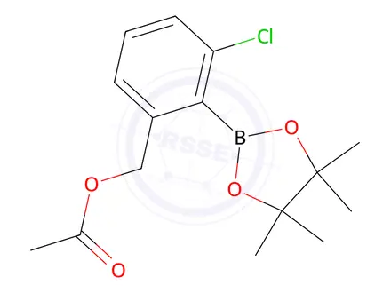 Chemical structure of 3-Chloro-2-(4,4,5,5-tetramethyl-1,3,2-dioxaborolan-2-yl)benzyl acetate