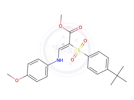 Chemical structure of Methyl (2Z)-2-(4-tert-butylbenzenesulfonyl)-3-[(4-methoxyphenyl)amino]prop-2-enoate
