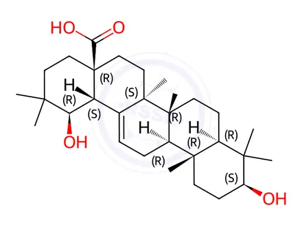 Chemical structure of 3β,19β-Dihydroxyolean-12-en-28-oic acid