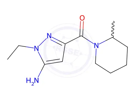 Chemical structure of 1-ethyl-3-[(2-methylpiperidin-1-yl)carbonyl]-1H-pyrazol-5-amine