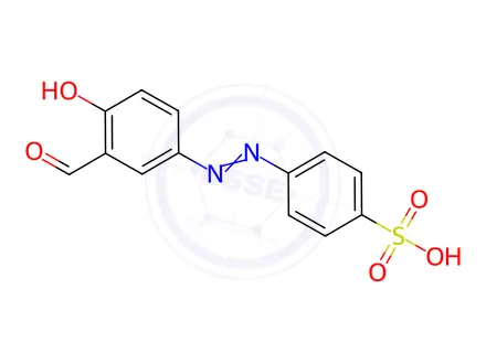 Chemical structure of Benzenesulfonic acid, 4-[2-(3-formyl-4-hydroxyphenyl)diazenyl]-
