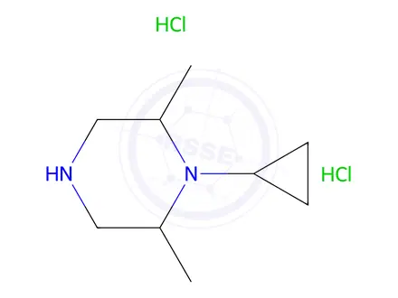 Chemical structure of 1-Cyclopropyl-2,6-dimethylpiperazine dihydrochloride