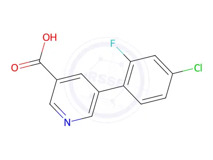 Chemical structure of 5-(4-Chloro-2-fluorophenyl)nicotinic acid