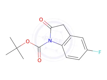 Chemical structure of 1-Boc-5-fluorooxindole