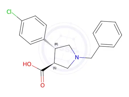 Chemical structure of (3S,4R)-1-Benzyl-4-(4-chlorophenyl)pyrrolidine-3-carboxylic acid