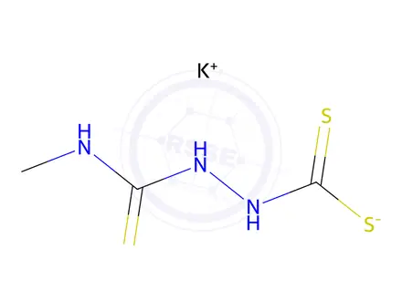 Chemical structure of potassium 3-(methylthiocarbamoyl)dithiocarbazate
