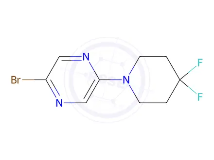 Chemical structure of 2-Bromo-5-(4,4-difluoropiperidin-1-yl)pyrazine